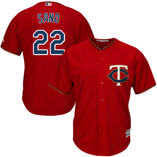 Twins #22 Miguel Sano Red Cool Base Stitched Youth MLB Jersey - Click Image to Close